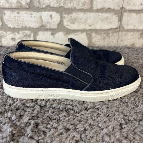 Del Toro Pony Hair Loafers Womens 6 Blue Slip On Comfort Shoe Handmade in Italy - Picture 1 of 12